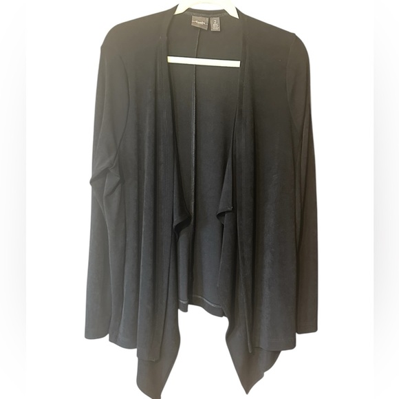 Chico's Sweaters - Chico’s Travelers Women’s Size 2 Cardigan Black Stretch Open Front Slinky Drape